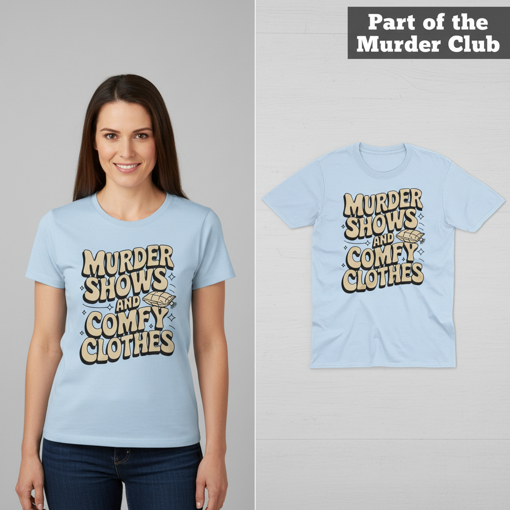 Murder Shows and Comfy Clothes T-Shirt_model_flat