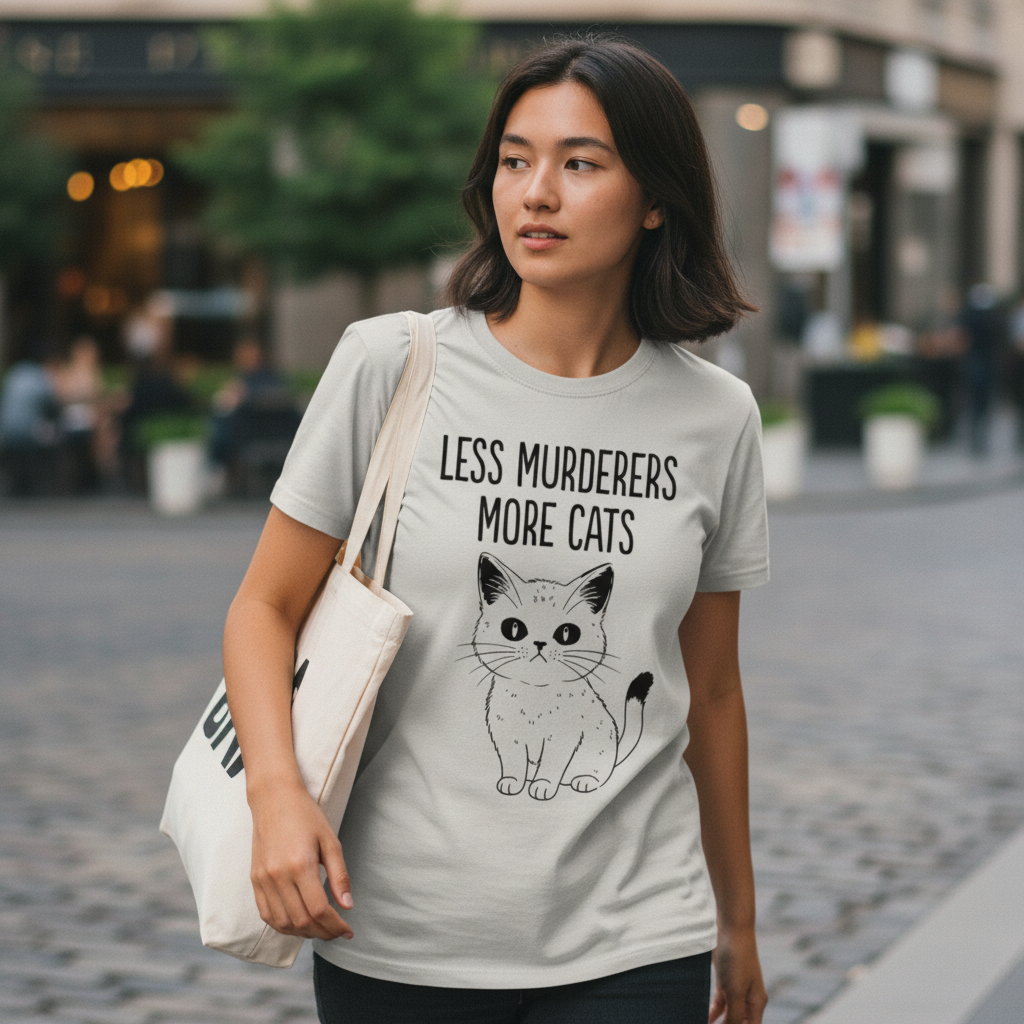 Less Murderers More Cats T-Shirt_lifestyle