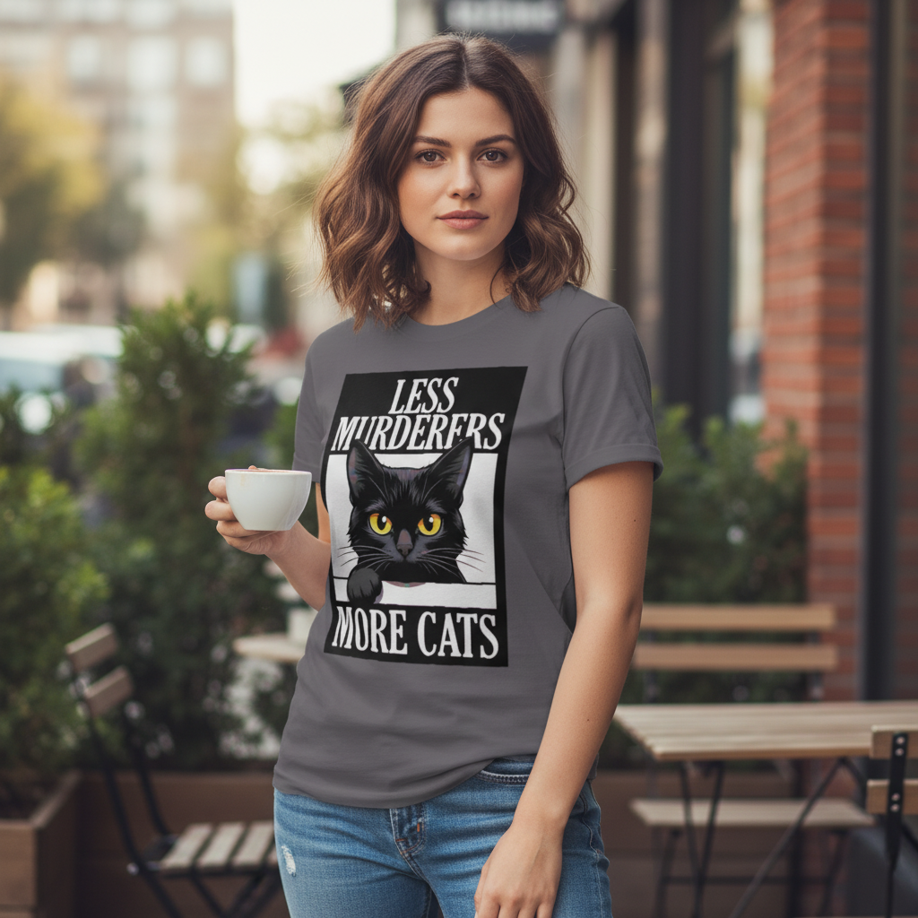 Less Murderers More Cats T-Shirt_lifestyle