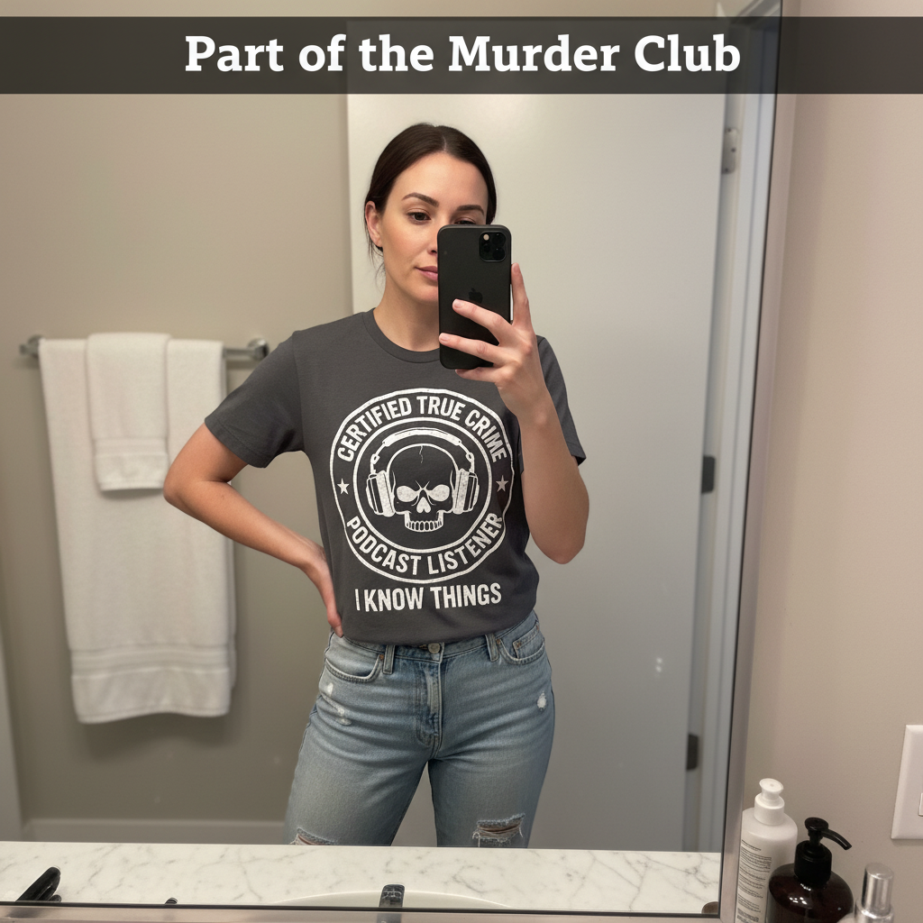 Certified True Crime Listener T-Shirt_mirror_selfie