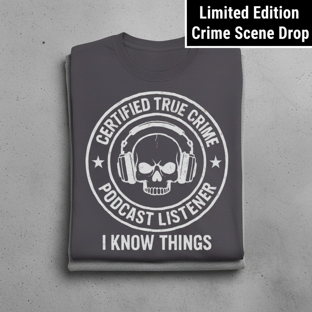 Certified True Crime Listener T-Shirt_stacked_flatlay