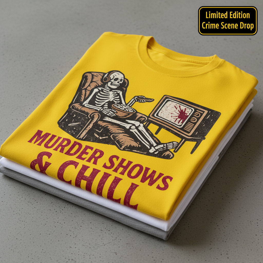 Murder Shows & Chill T-Shirt_stacked_flatlay