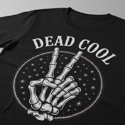 Dead Cool Skeleton Peace T-Shirt_closeup