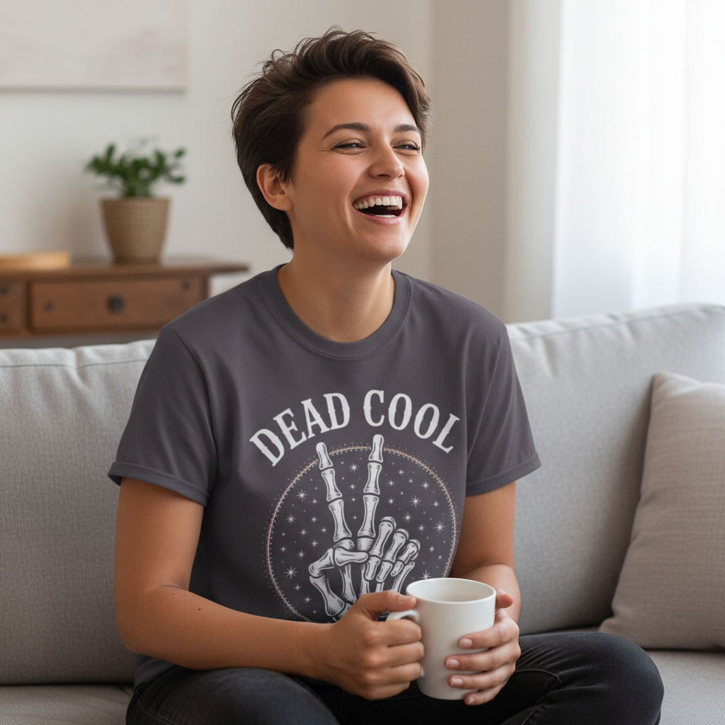 Dead Cool Skeleton Peace T-Shirt_use