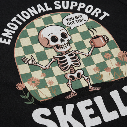 Emotional Support Skelly T-Shirt_closeup
