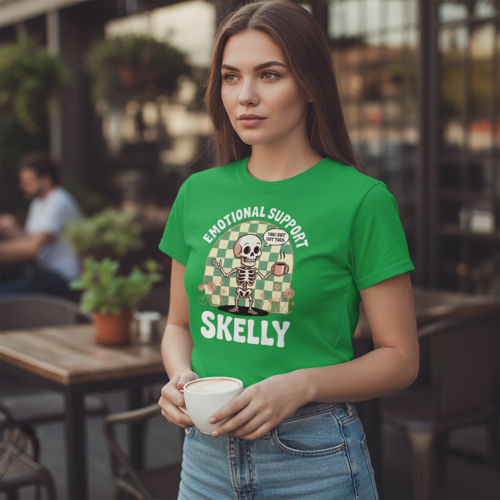 Emotional Support Skelly T-Shirt_lifestyle