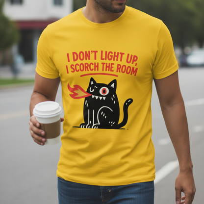 Scorch the Room Cat T-Shirt_lifestyle