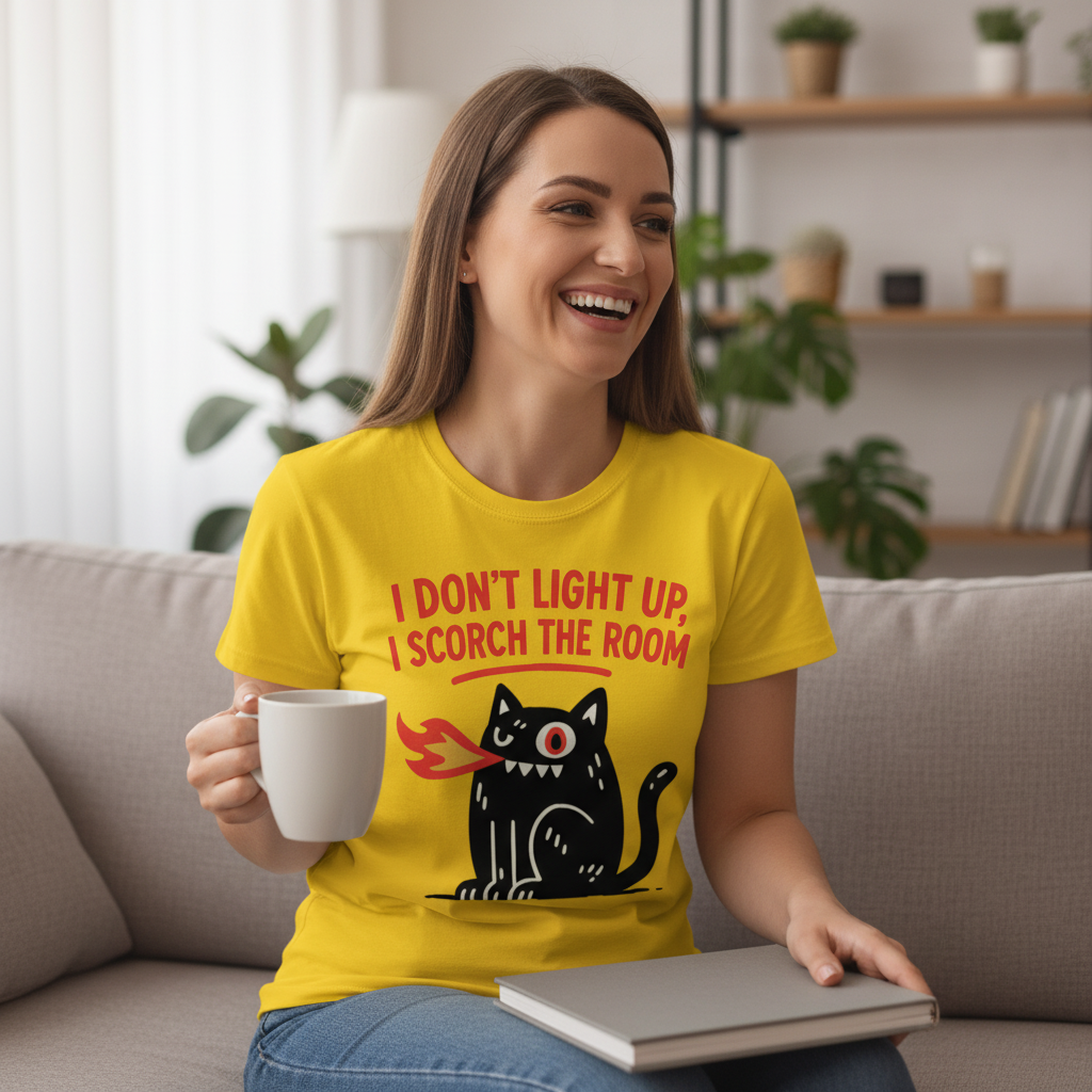 Scorch the Room Cat T-Shirt_use