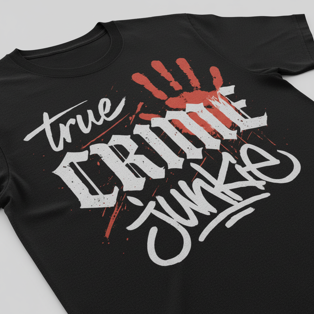 True Crime Junkie T-Shirt_closeup