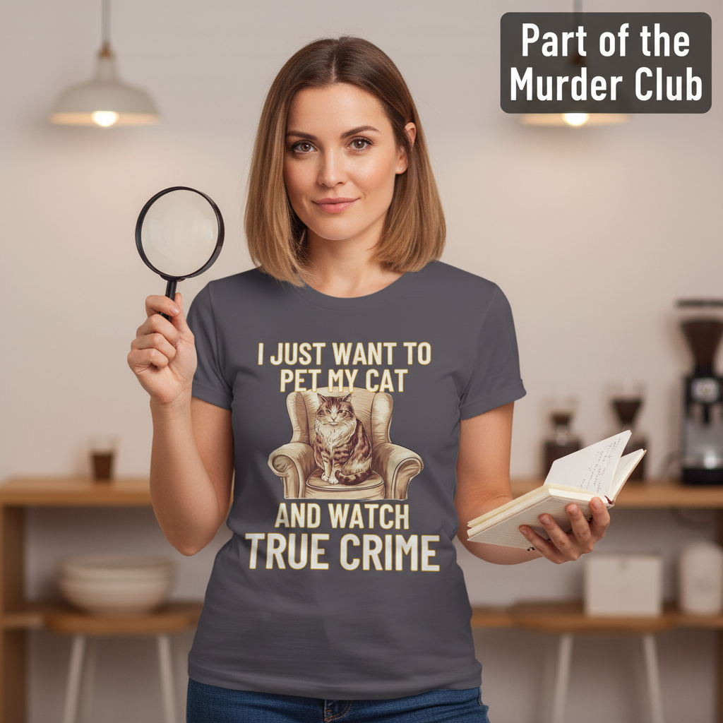 Pet My Cat & Watch True Crime T-Shirt_prop_inteact