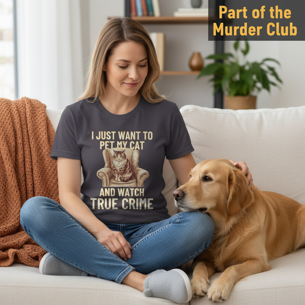 Pet My Cat & Watch True Crime T-Shirt_pet_companion