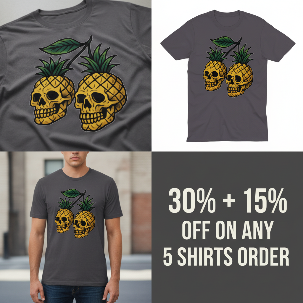 Pineapple Skulls T-Shirt_4_panel