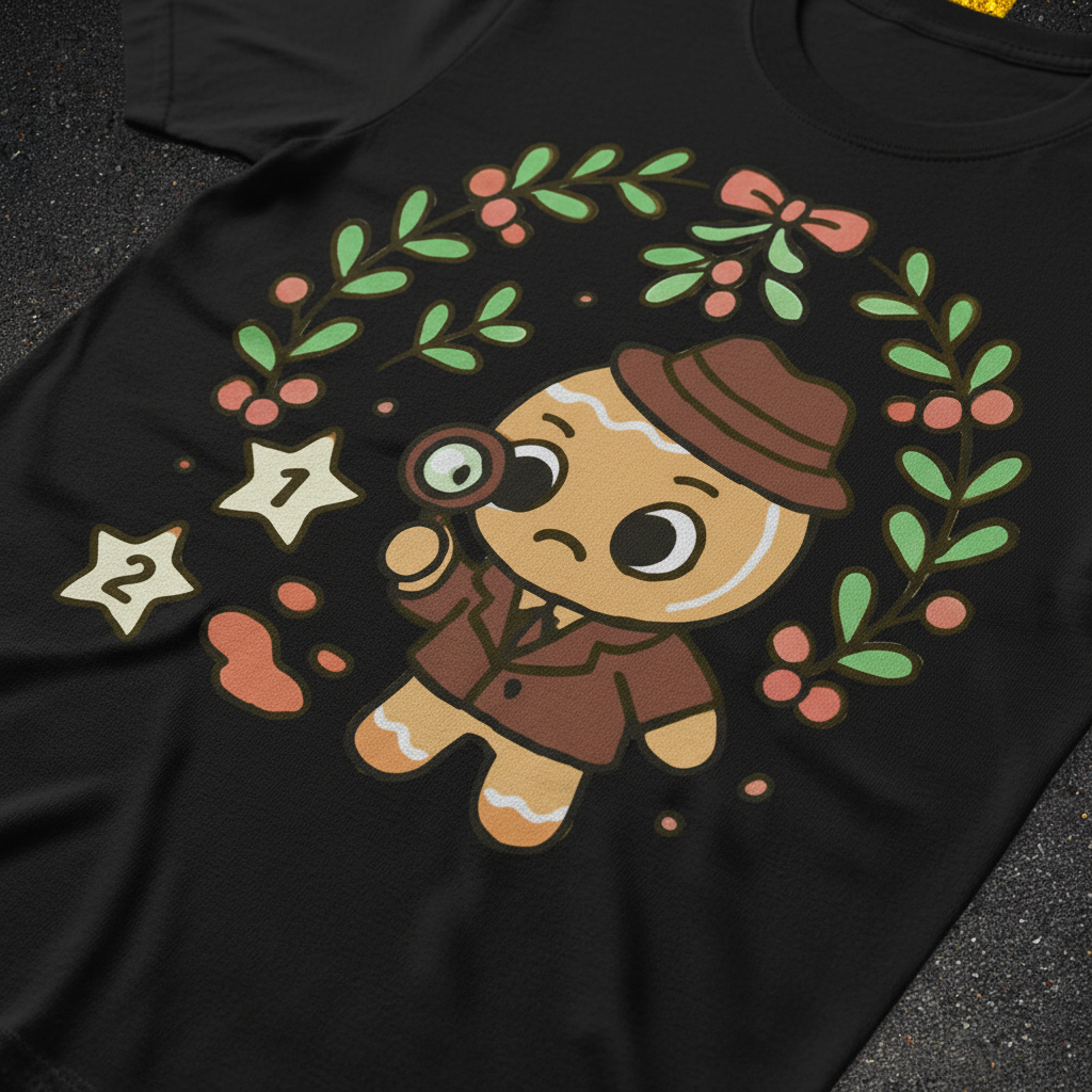 Gingerbread Detective T-Shirt_closeup