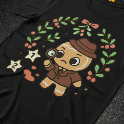 Gingerbread Detective T-Shirt_closeup