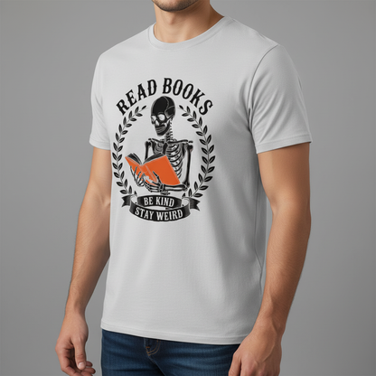 Read Books Stay Weird T-Shirt_benefit