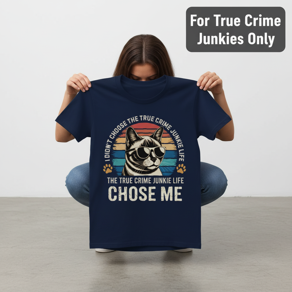 True Crime Cat Vibes T-Shirt_dangle