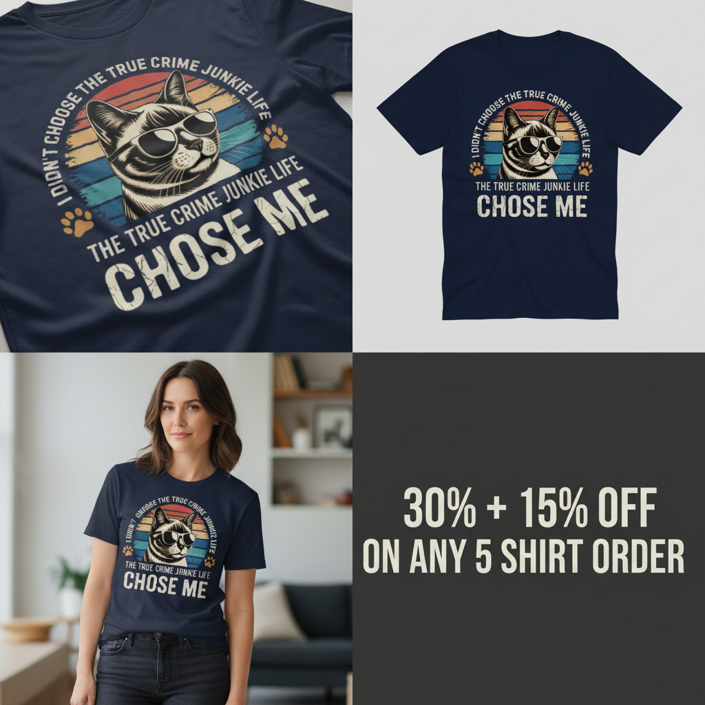 True Crime Cat Vibes T-Shirt_4_panel