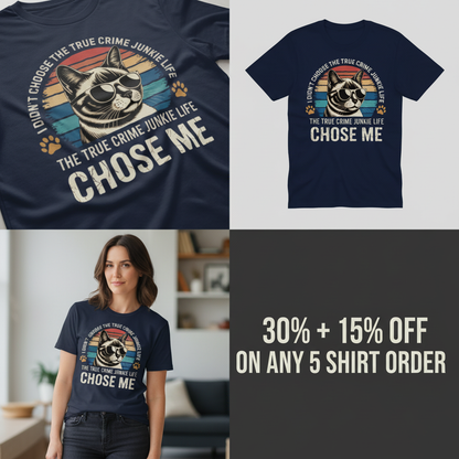 True Crime Cat Vibes T-Shirt_4_panel