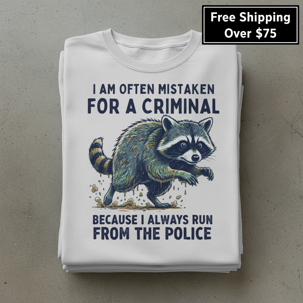 Runaway Raccoon T-Shirt_stacked_flatlay