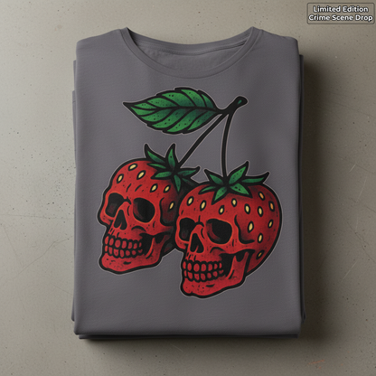 Strawberry Skulls T-Shirt_stacked_flatlay