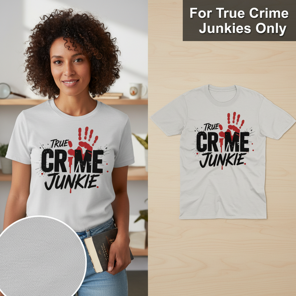 True Crime Junkie T-Shirt_model_flat