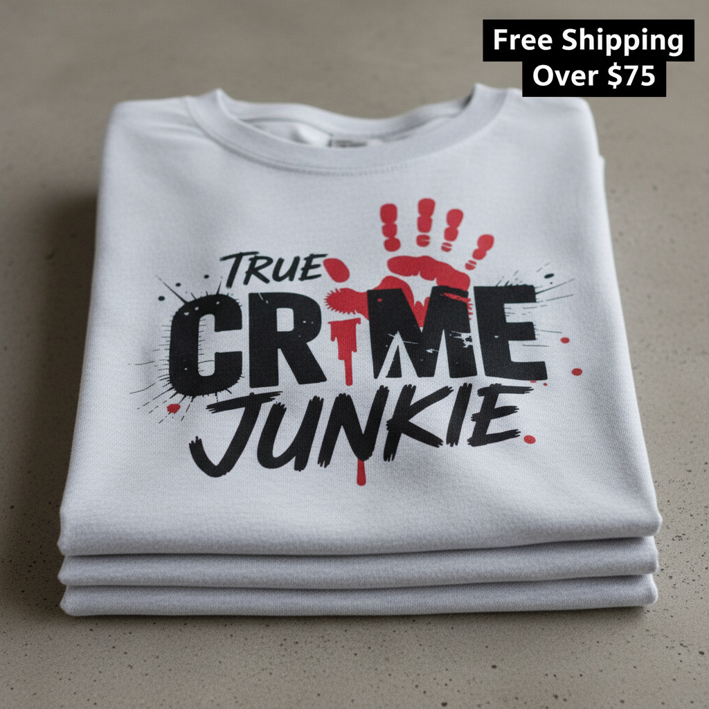True Crime Junkie T-Shirt_stacked_flatlay