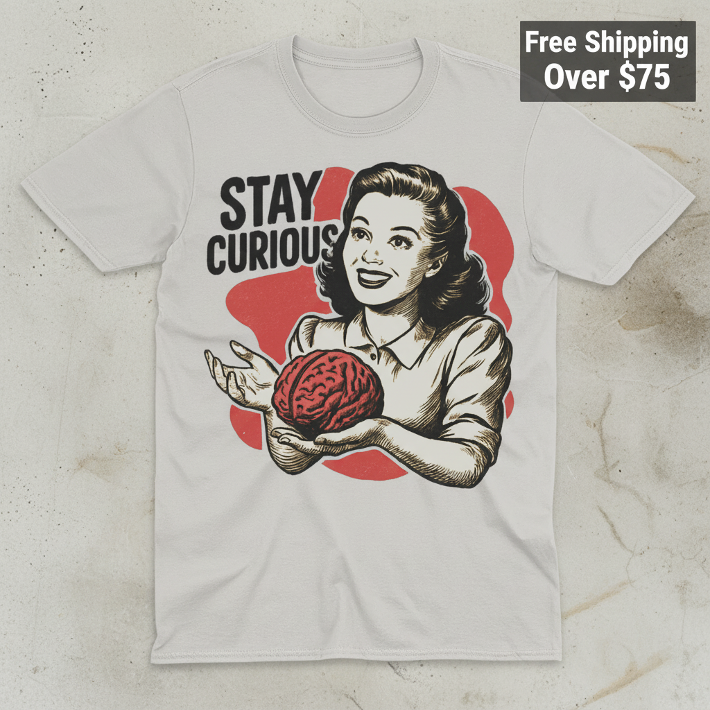 Stay Curious Retro Brain T-Shirt_clean