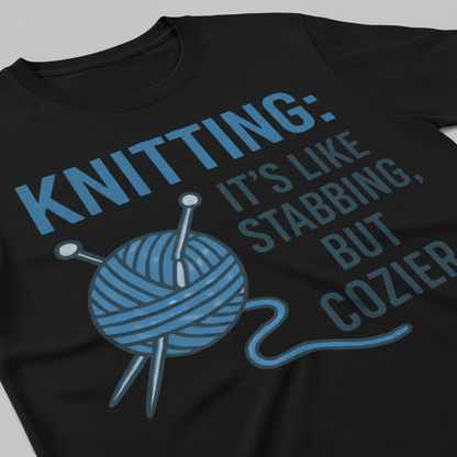 Stabby but Cozy Knitting T-Shirt__detail