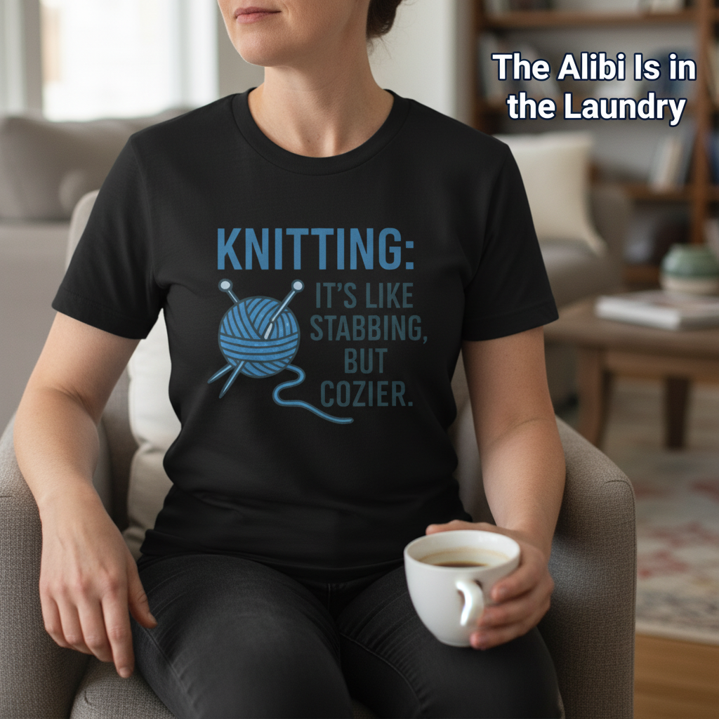 Stabby but Cozy Knitting T-Shirt__lifestyle