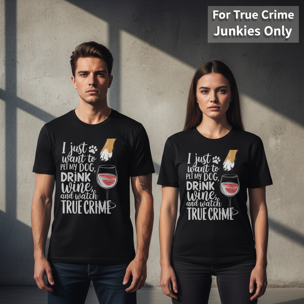 Wine, Dogs & True Crime T-Shirt_stoic