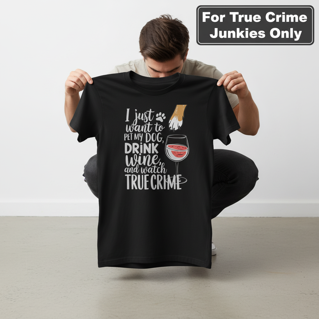 Wine, Dogs & True Crime T-Shirt_dangle