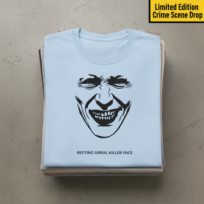 Resting Serial Killer Face T-Shirt_stacked_flatlay