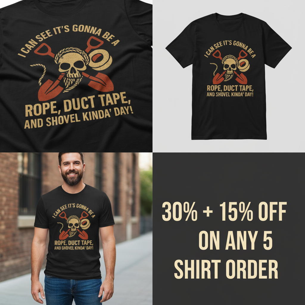 Rope, Duct Tape, and Shovel T-Shirt_4_panel