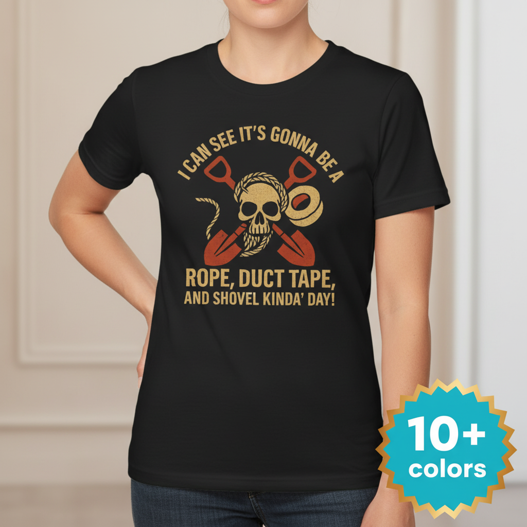 Rope, Duct Tape, and Shovel T-Shirt_badge