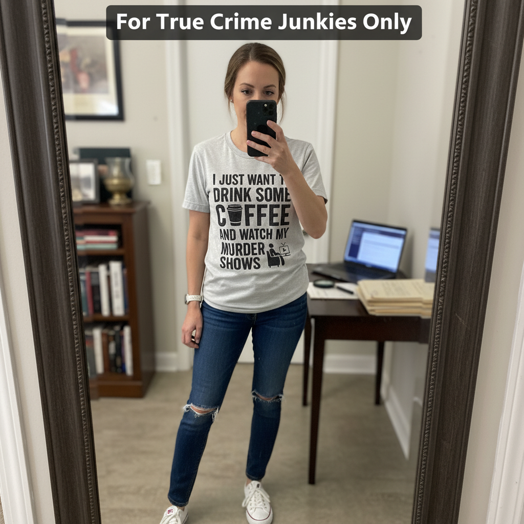Coffee & Crime Shows T-Shirt_mirror_selfie