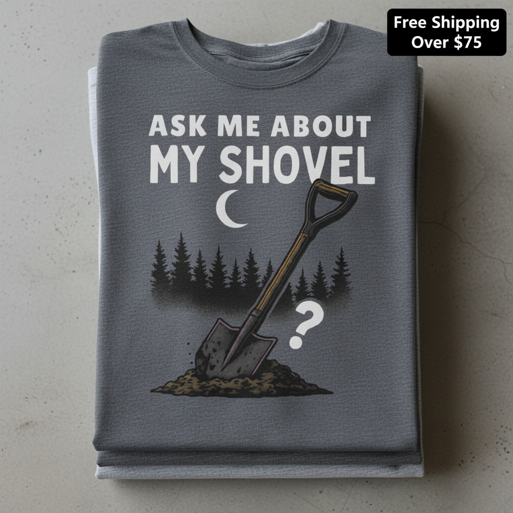 Ask Me About My Shovel T-Shirt_stacked_flatlay
