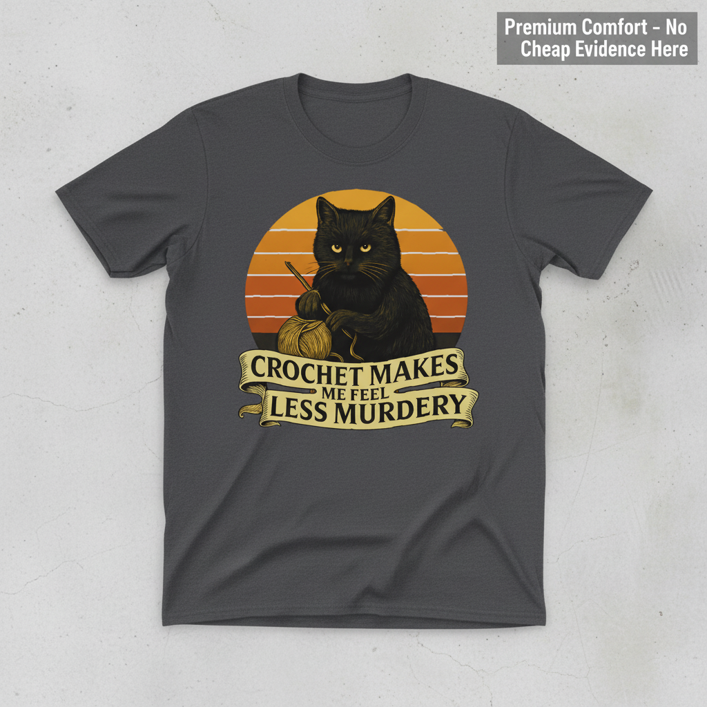 Less Murdery Crochet Cat T-Shirt_clean