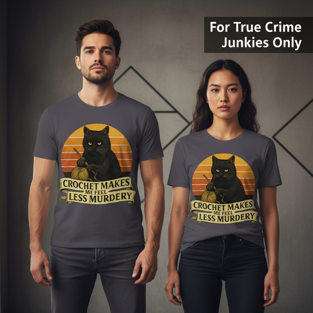 Less Murdery Crochet Cat T-Shirt_stoic