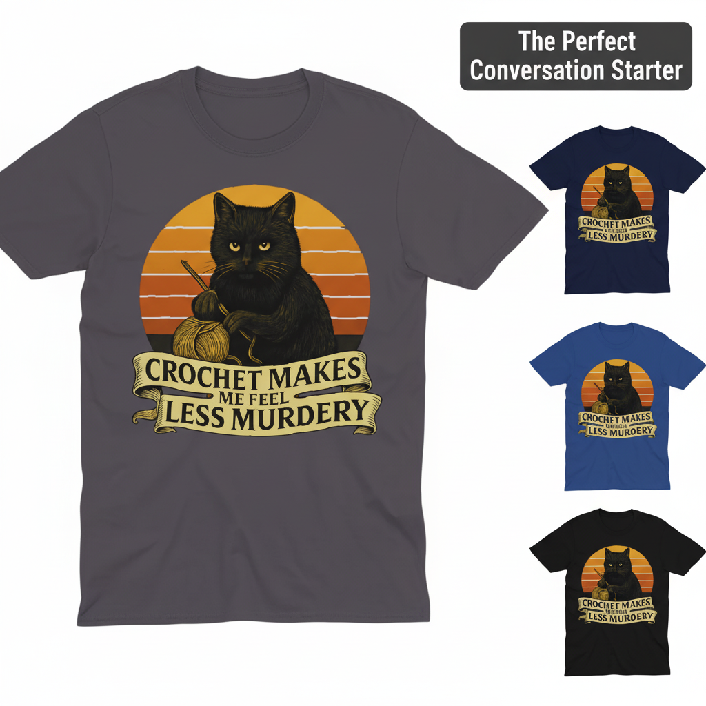 Less Murdery Crochet Cat T-Shirt_color_hero