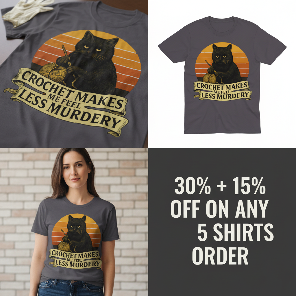 Less Murdery Crochet Cat T-Shirt_4_panel