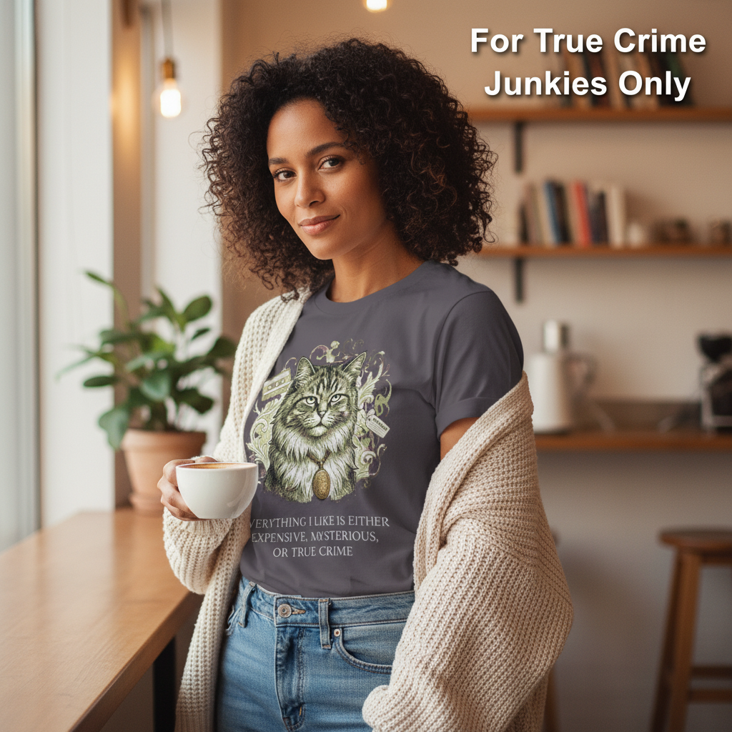 Expensive Mysterious True Crime Cat T-Shirt__lifestyle