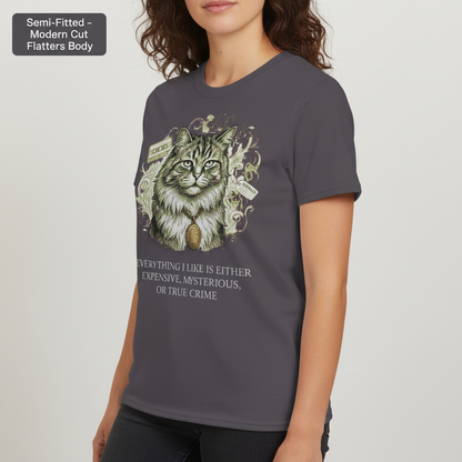 Expensive Mysterious True Crime Cat T-Shirt__benefit