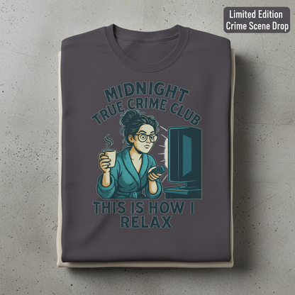 Midnight True Crime Club T-Shirt_stacked_flatlay