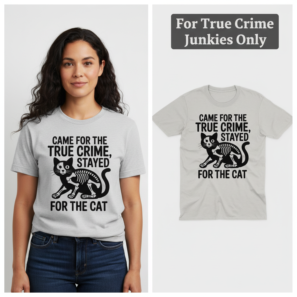 True Crime Cat Lover T-Shirt_model_flat