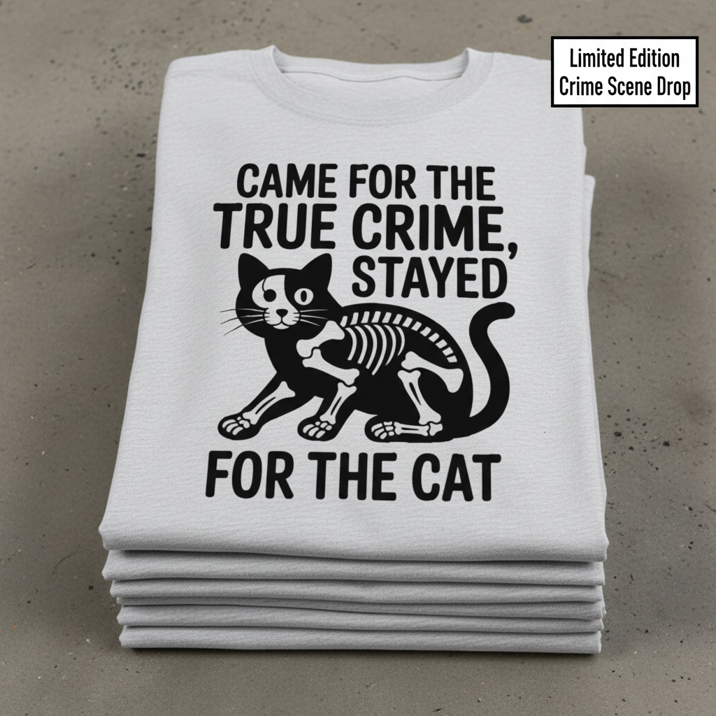 True Crime Cat Lover T-Shirt_stacked_flatlay