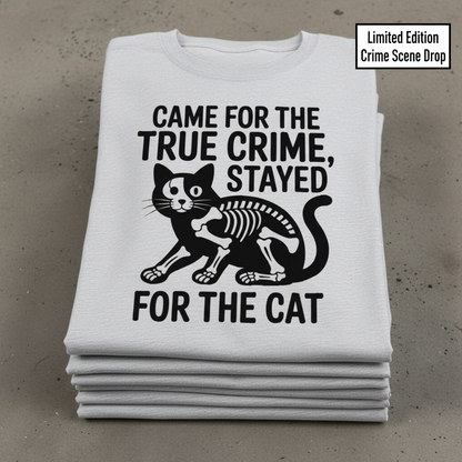 True Crime Cat Lover T-Shirt_stacked_flatlay
