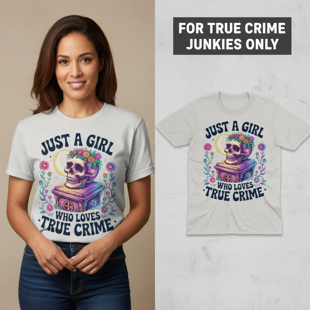 Just a Girl Who Loves True Crime T-Shirt_model_flat
