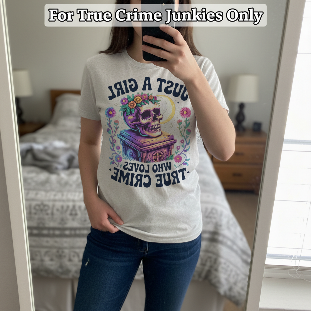 Just a Girl Who Loves True Crime T-Shirt_mirror_selfie