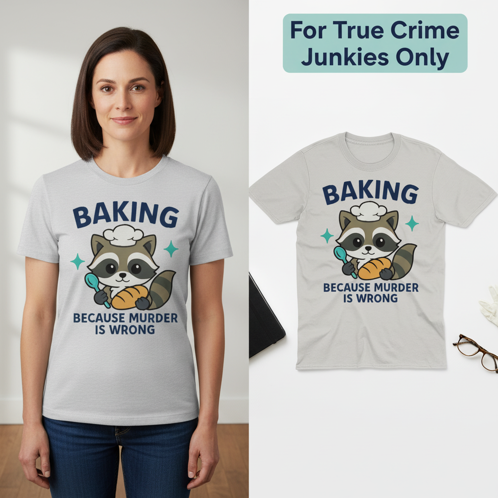 Baking Because Murder Is Wrong T-Shirt_model_flat
