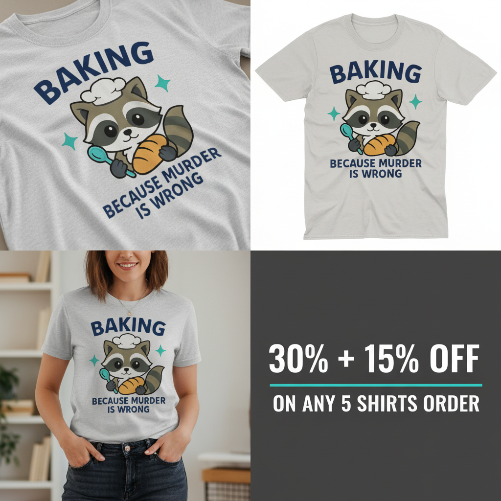 Baking Because Murder Is Wrong T-Shirt_4_panel